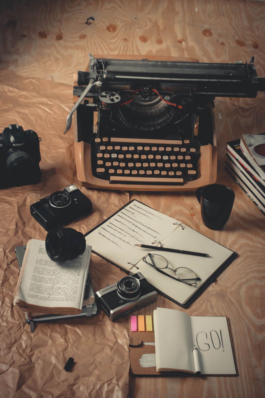 Travel writer taking notes in a minimalist cafe