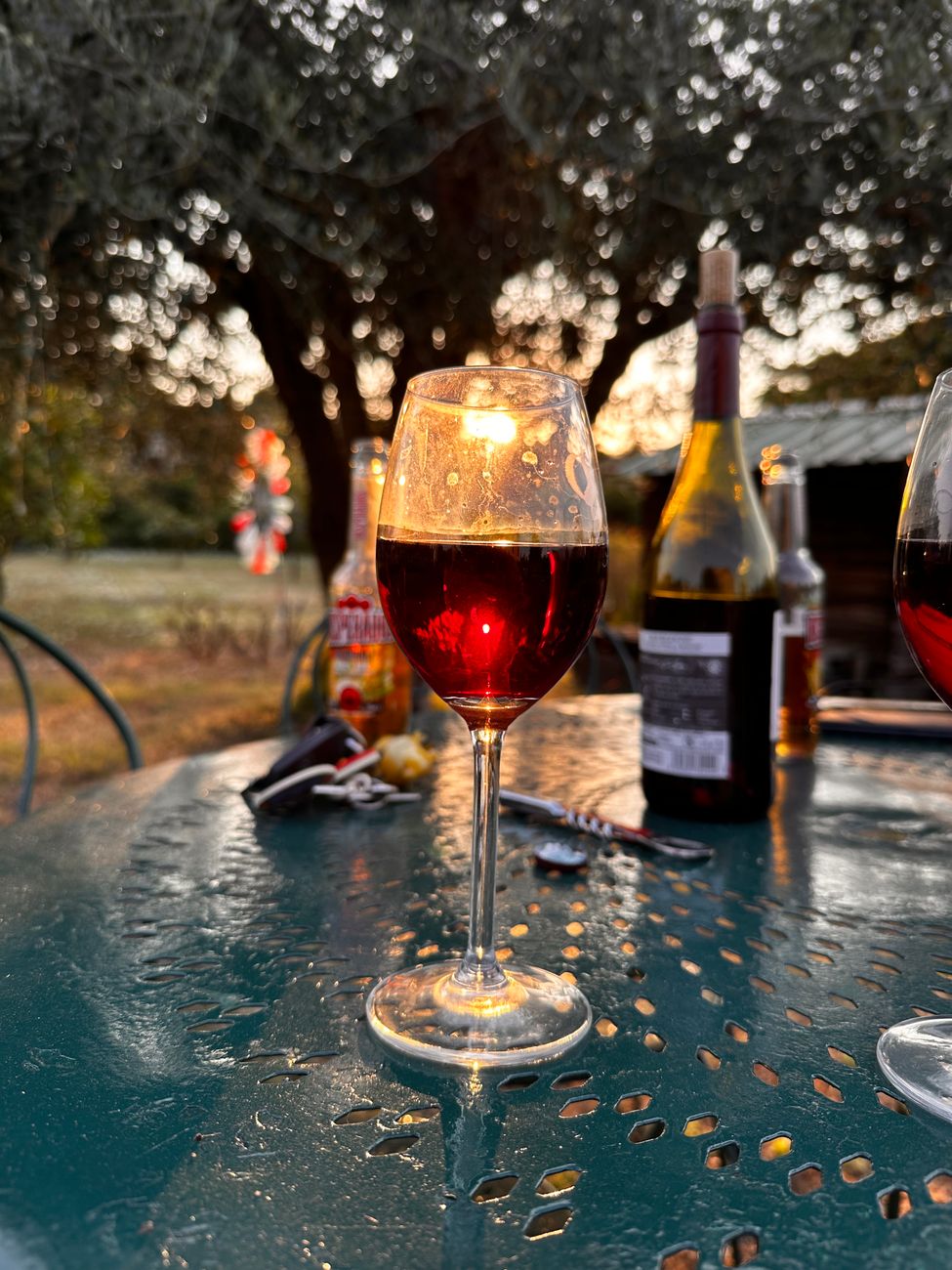 Organic farm table with traditional wine